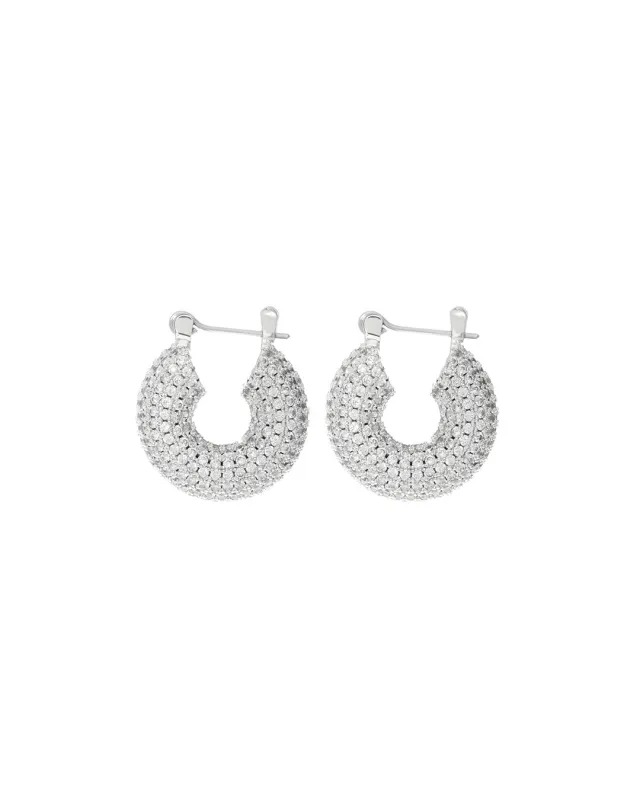 Pave Mini Donut Hoops- Silver sold by Luv Aj