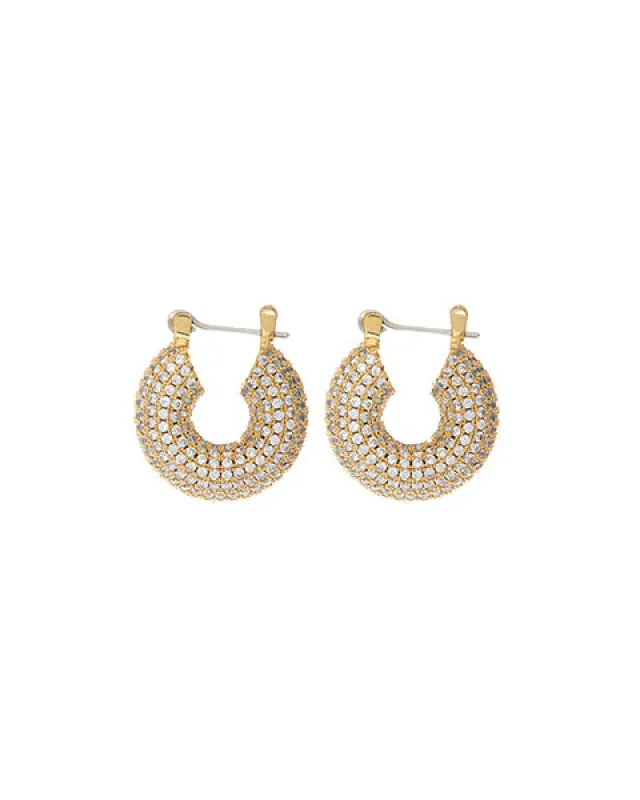 Pave Mini Donut Hoops- Gold sold by Luv Aj