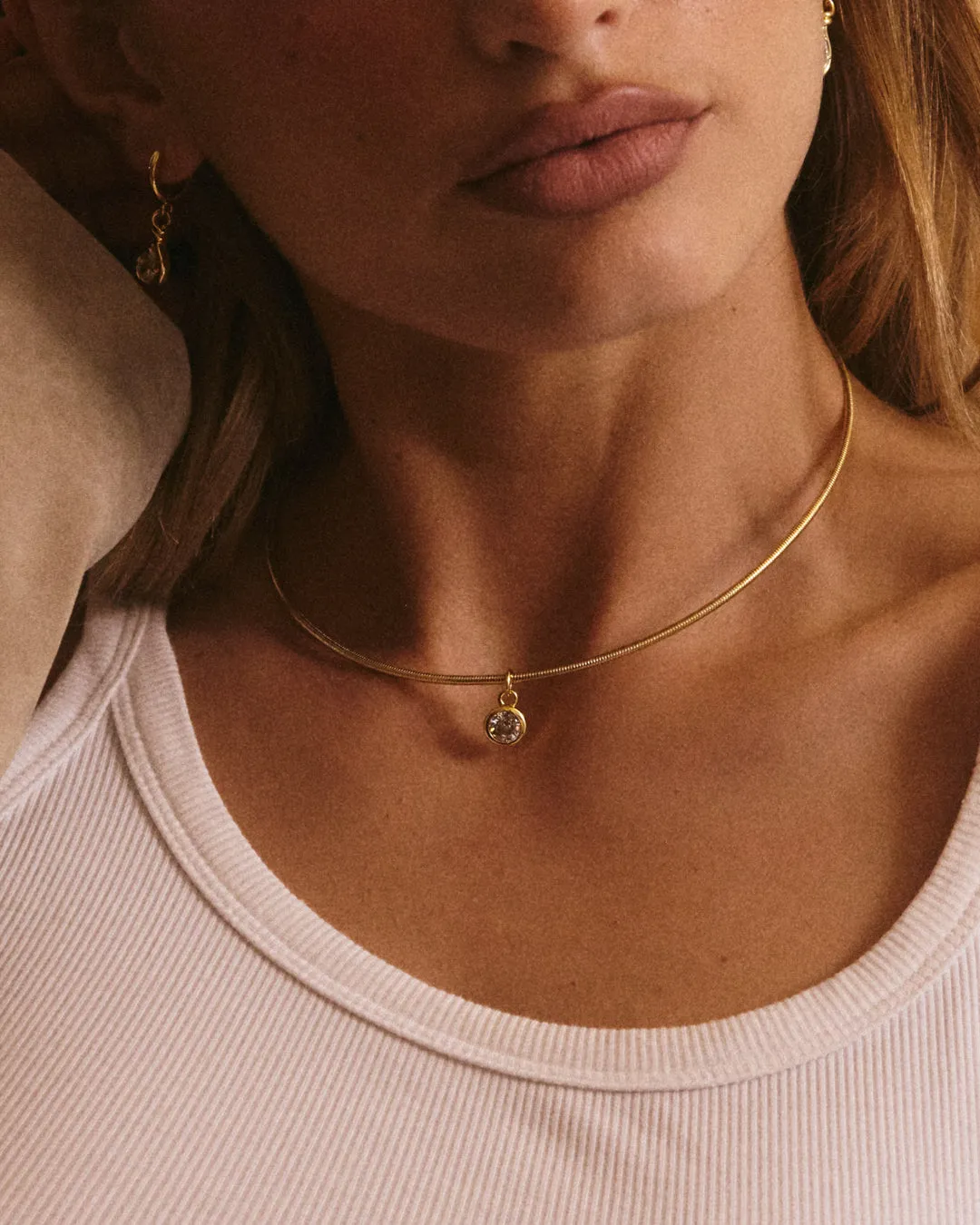 The Georgia Stone Omega Necklace- Gold sold by Luv Aj product image thumbnail 2