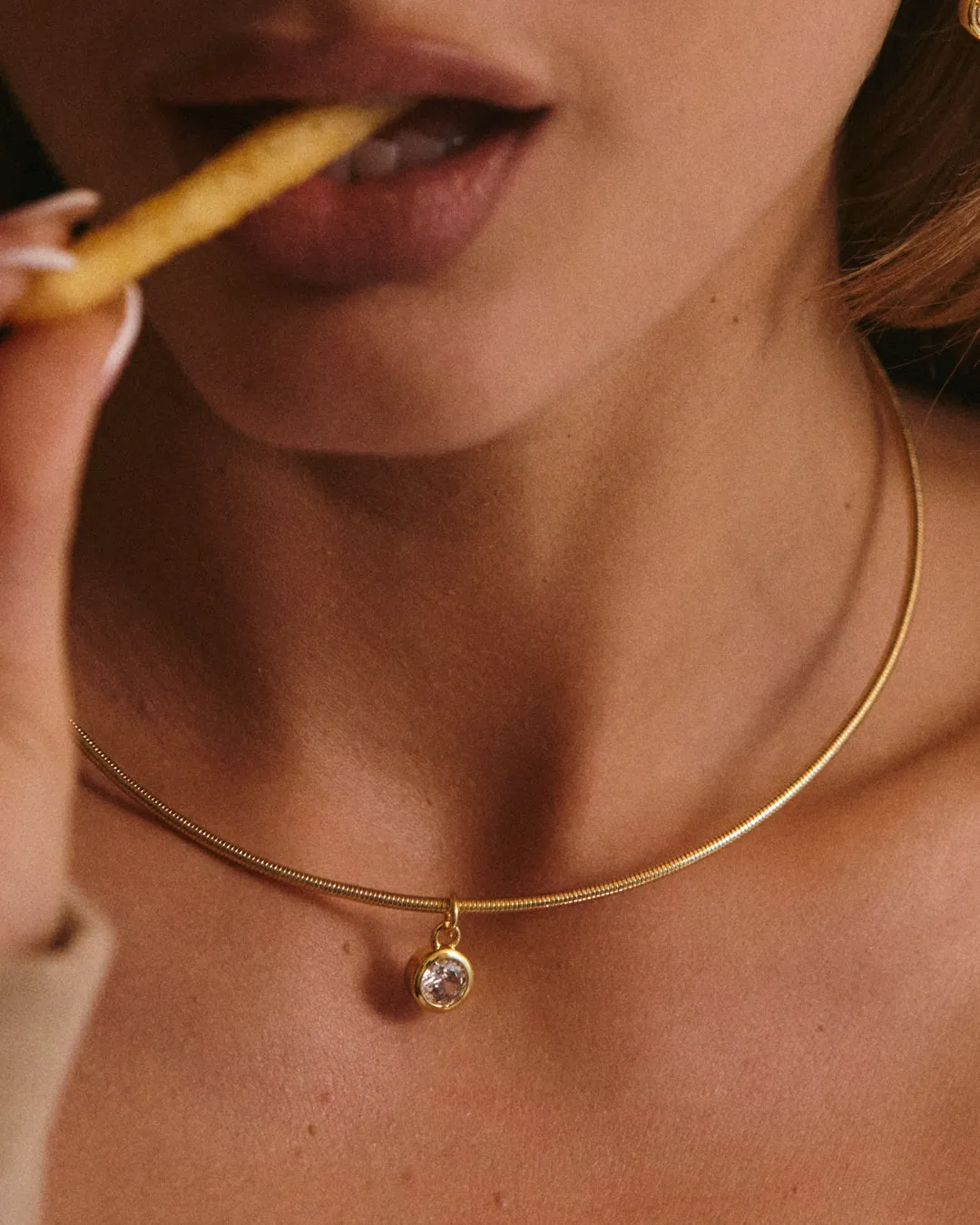 The Georgia Stone Omega Necklace- Gold sold by Luv Aj product image thumbnail 3