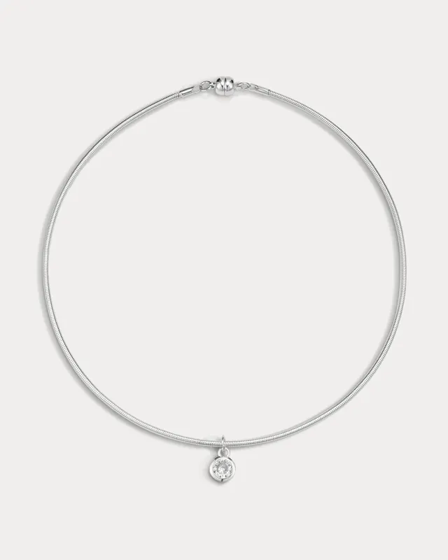 The Georgia Stone Omega Necklace- Silver made by Luv Aj