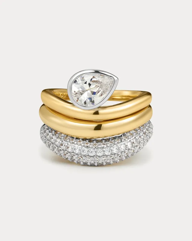 The Marais Wave Ring Set- Gold sold by Luv Aj