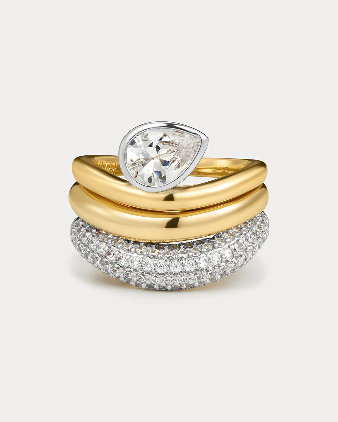 The Marais Wave Ring Set- Gold sold by Luv Aj