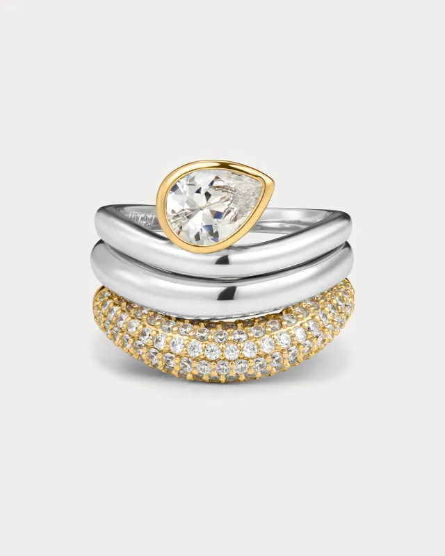 The Marais Wave Ring Set- Silver sold by Luv Aj