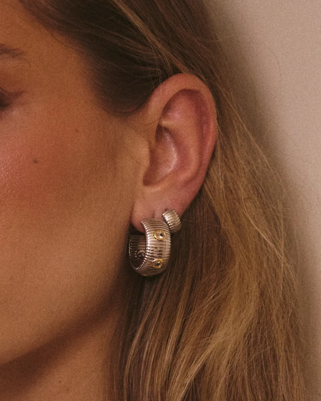 The Pave Georgia Ridged Hoops- Silver sold by Luv Aj product image thumbnail 3