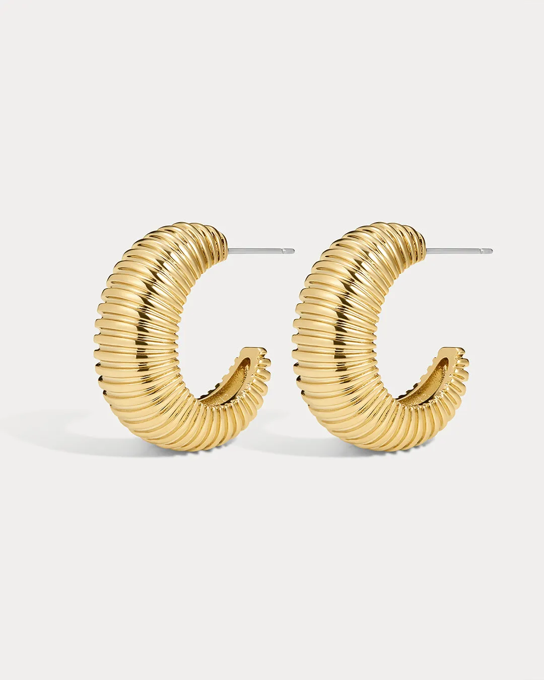 The XL Georgia Ridged Hoops- Gold sold by Luv Aj