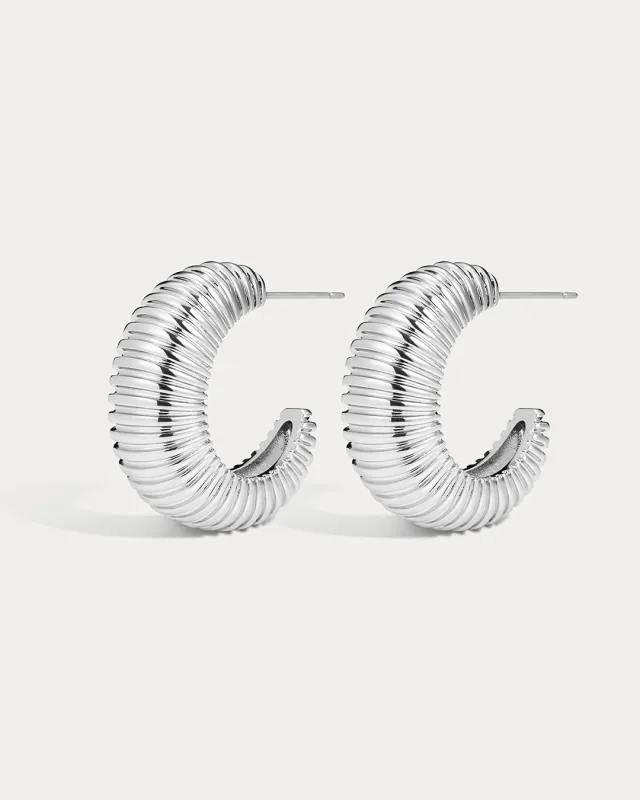 The XL Georgia Ridged Hoops- Silver sold by Luv Aj