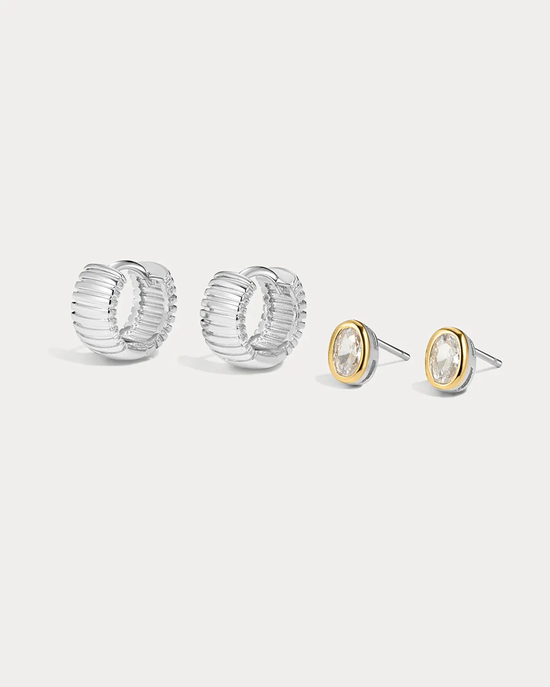 The Georgia Stone Earring Set- Silver sold by Luv Aj