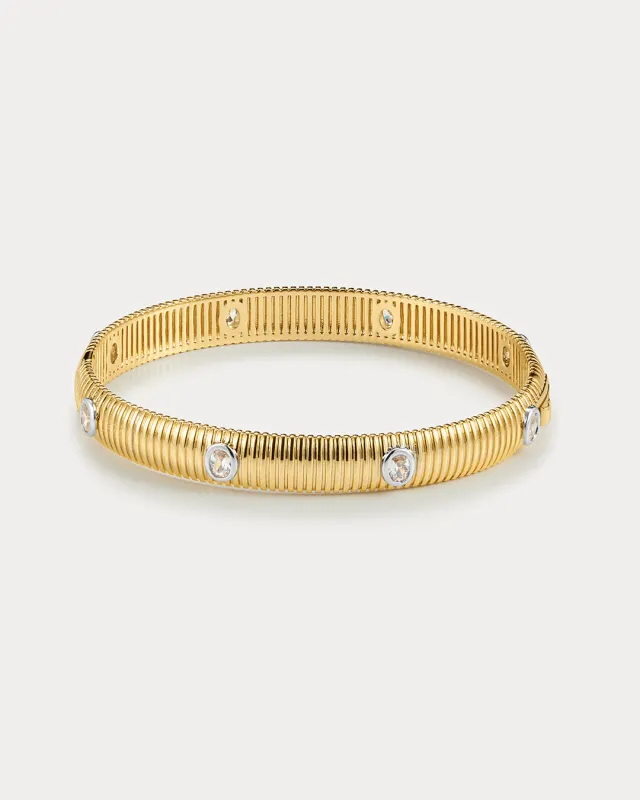 The Georgia Ridged Bangle- Gold made by Luv Aj