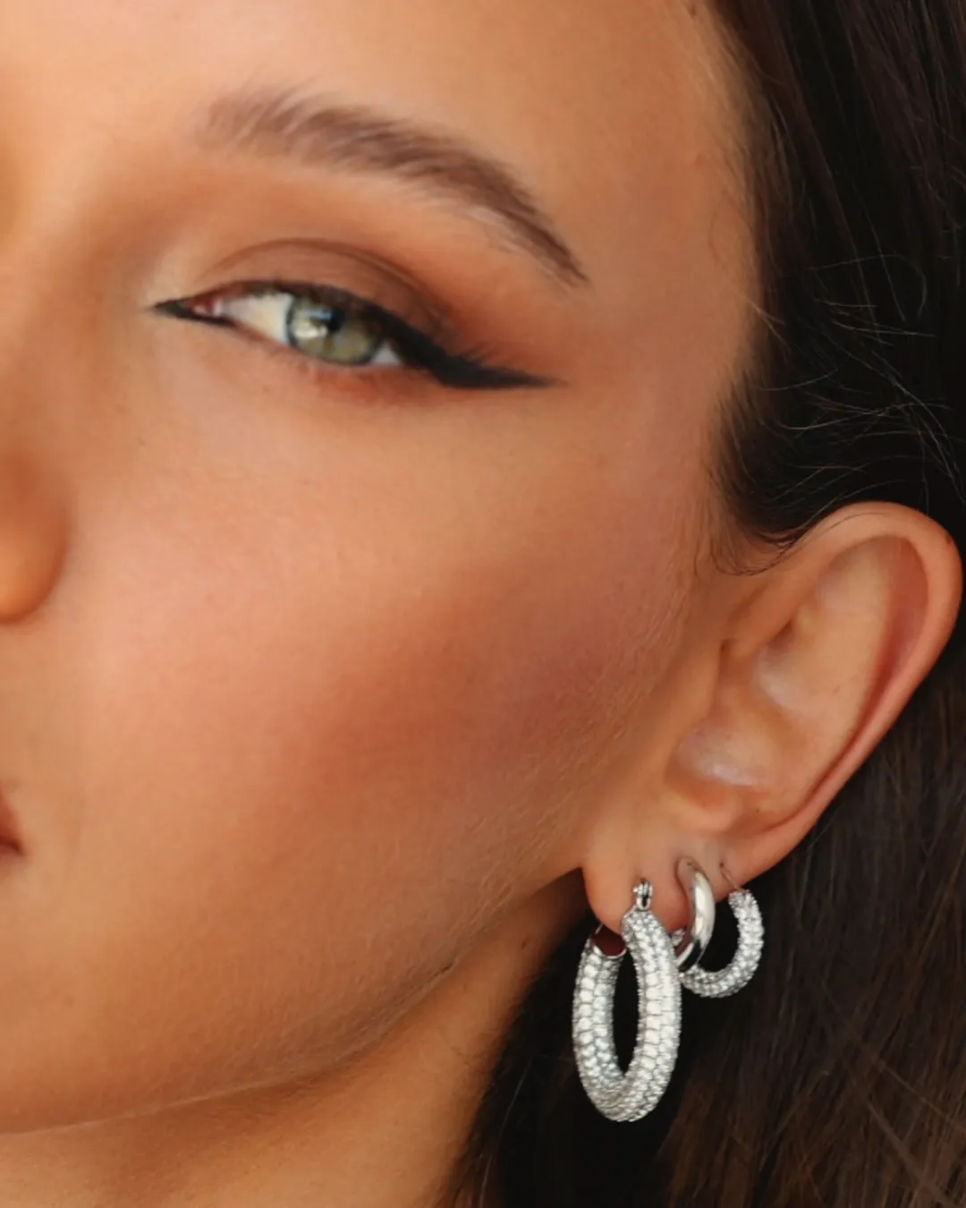 Pave Interlock Hoops and Pave Amalfi Huggies - Silver sold by Luv Aj product image thumbnail 5