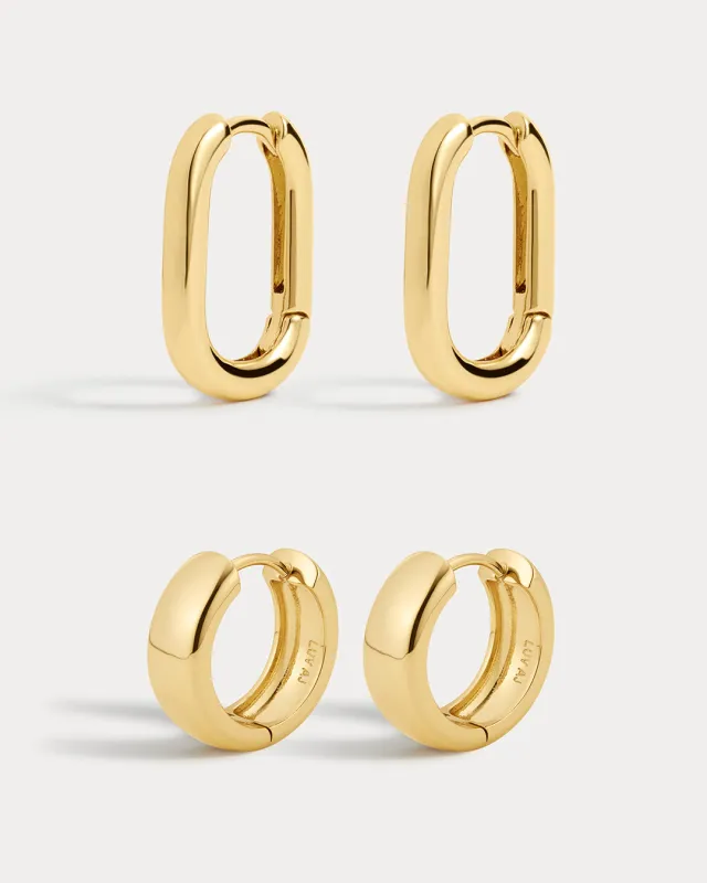 Monaco Huggies & Chain Link Huggies - Gold sold by Luv Aj