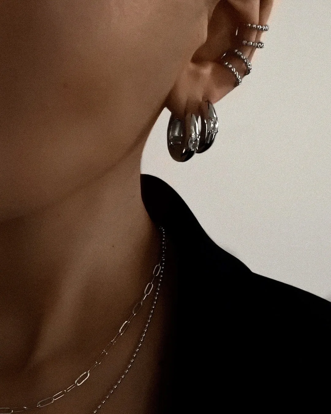 Stone Orb Hoops- Silver sold by Luv Aj product image thumbnail 2