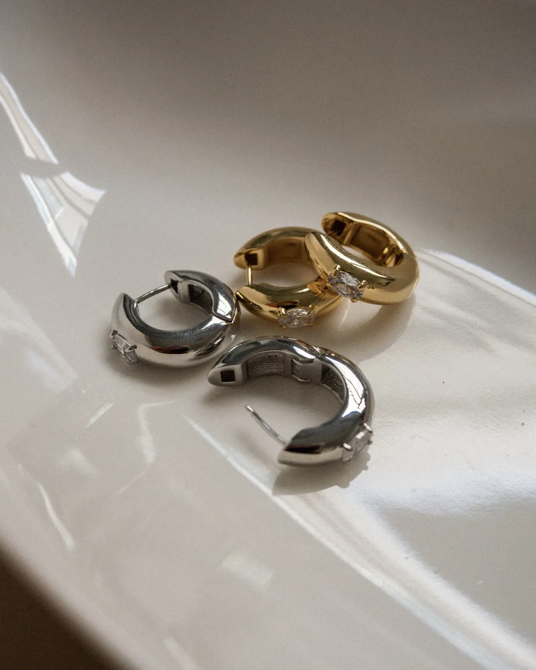 Stone Orb Hoops- Silver sold by Luv Aj product image thumbnail 3