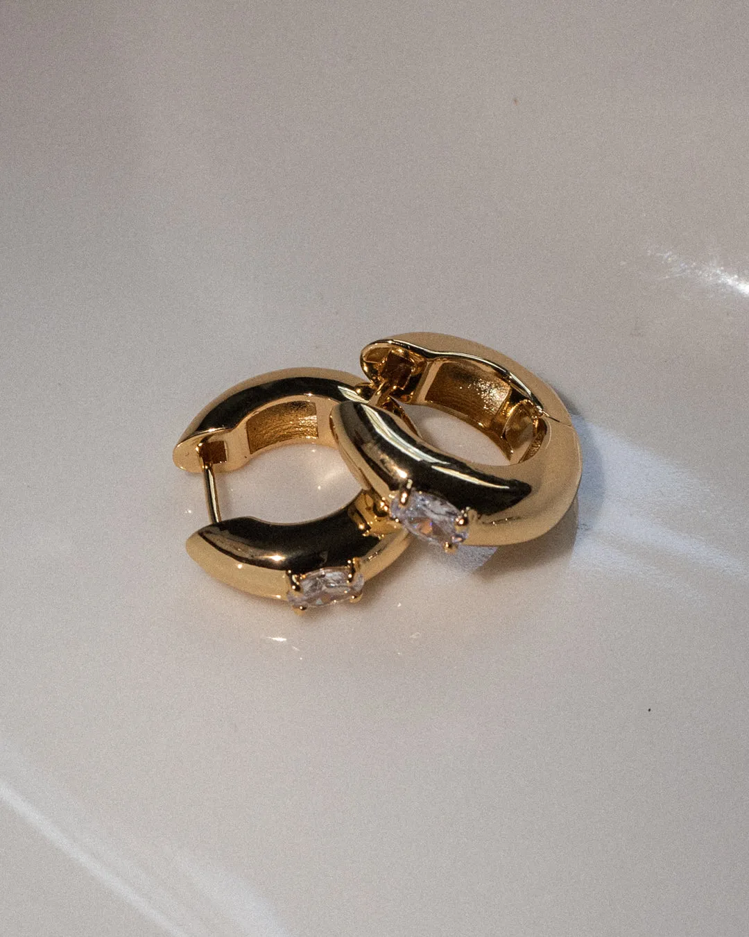 Stone Orb Hoops- Silver sold by Luv Aj product image thumbnail 4