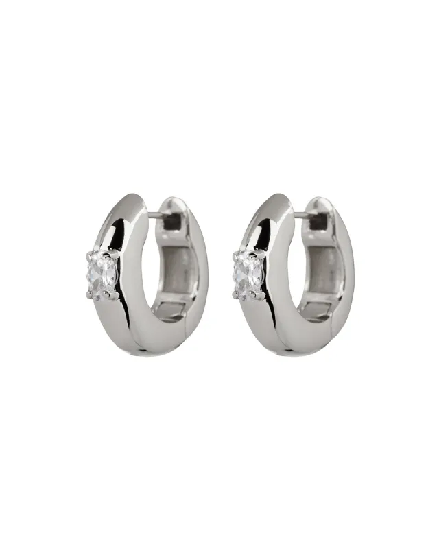 Stone Orb Hoops- Silver sold by Luv Aj