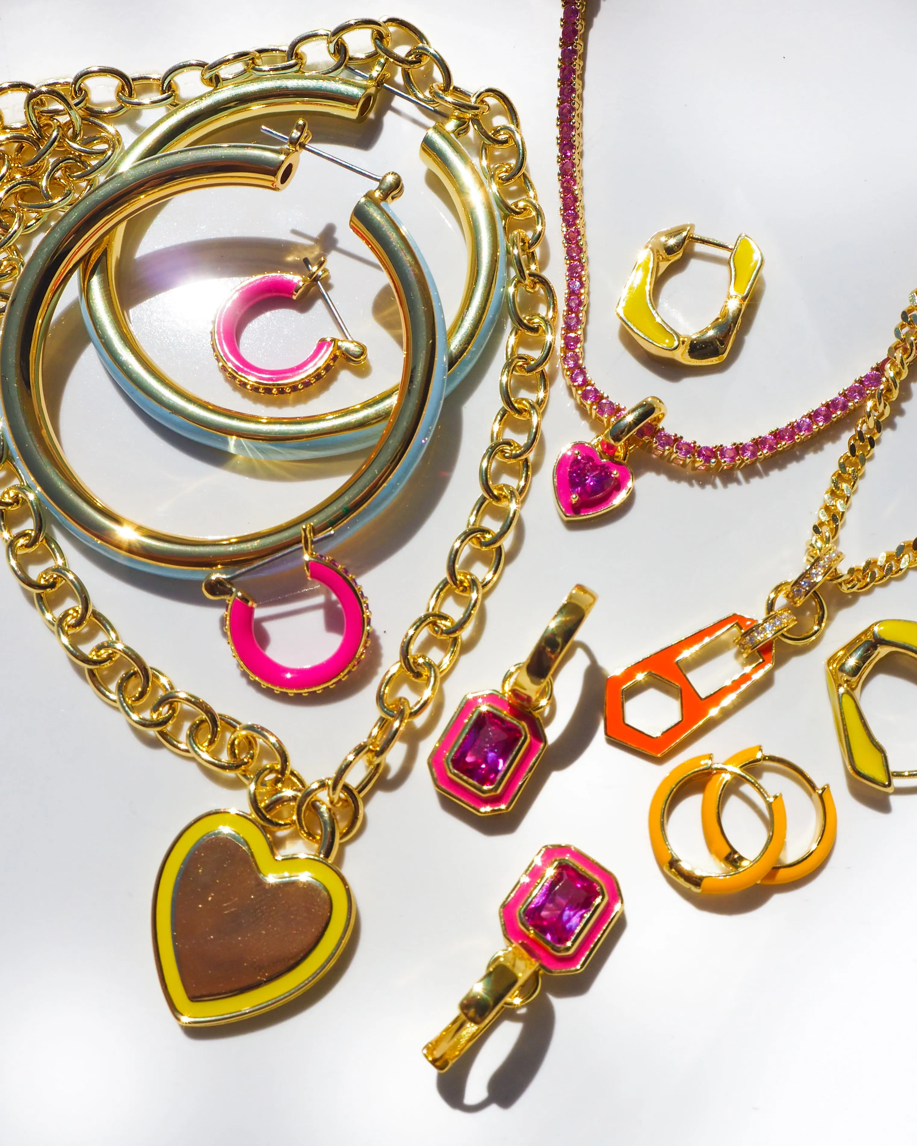 Pave Amalfi Huggies- Hot Pink- Gold sold by Luv Aj product image thumbnail 4