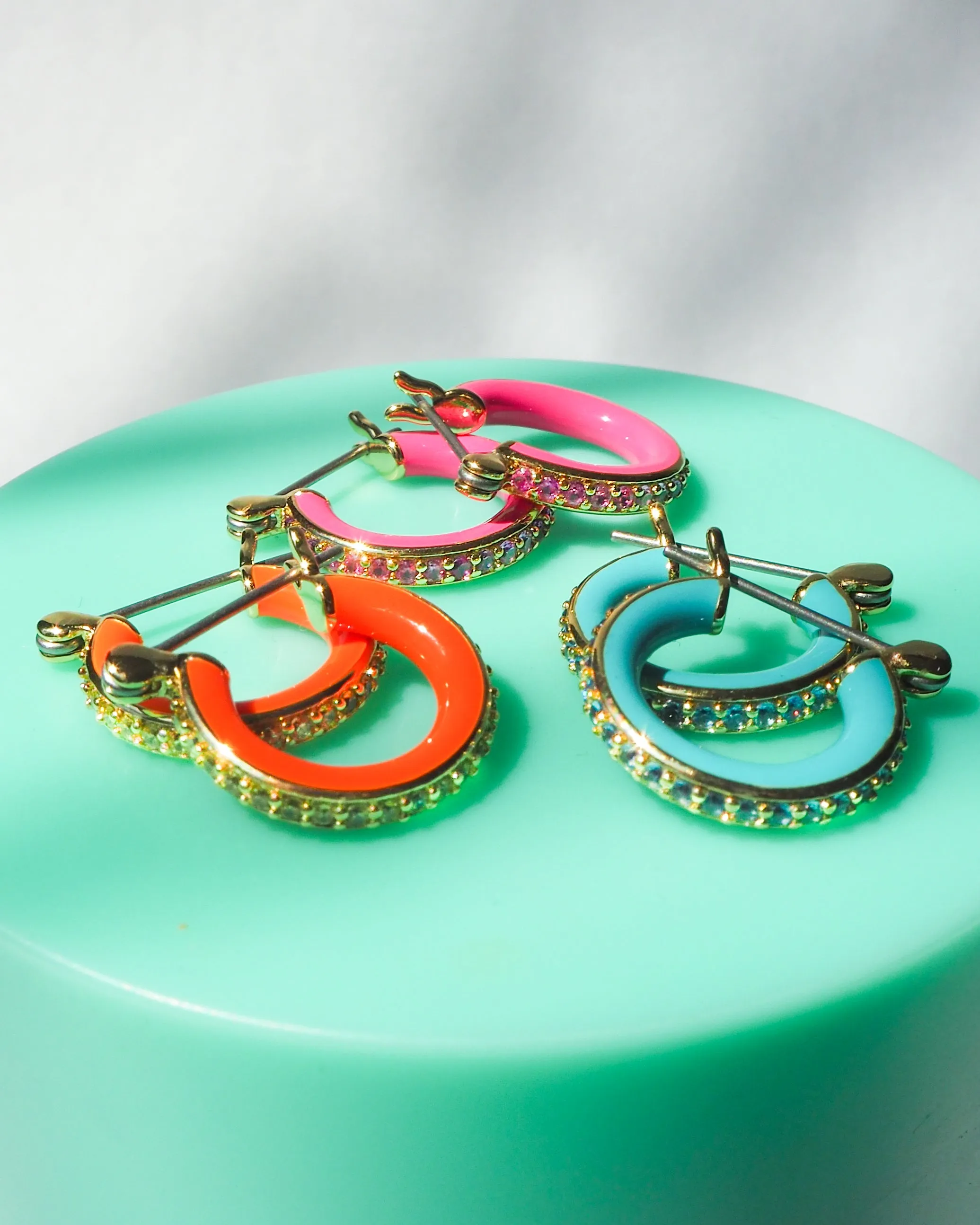 Pave Amalfi Huggies- Hot Pink- Gold sold by Luv Aj product image thumbnail 5