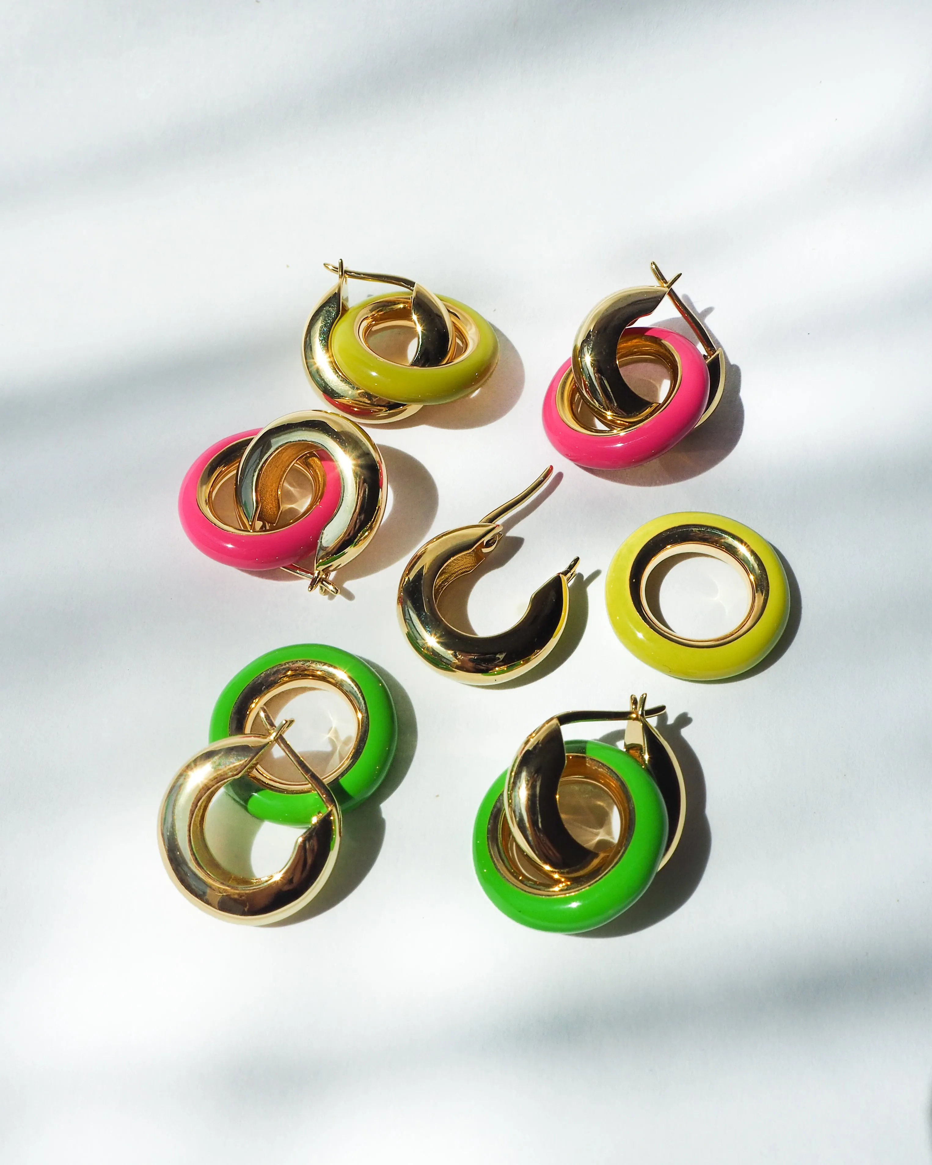 Pave Interlock Hoops- Hot Pink- Gold sold by Luv Aj product image thumbnail 5