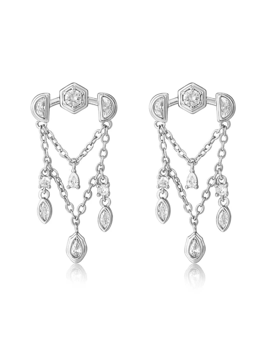 Stellar Bezel Shaker Studs- Silver sold by Luv Aj