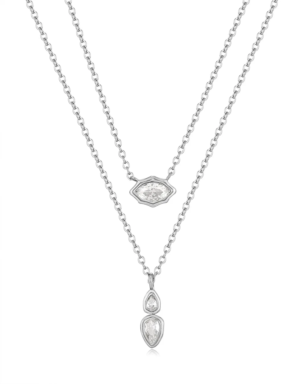 Stellar Bezel Charm Necklace Set- Silver sold by Luv Aj