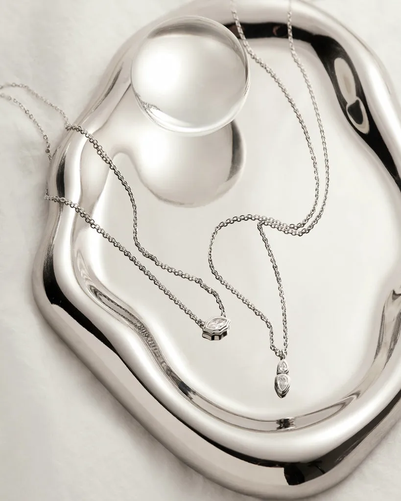 Stellar Bezel Charm Necklace Set- Silver sold by Luv Aj product image thumbnail 3