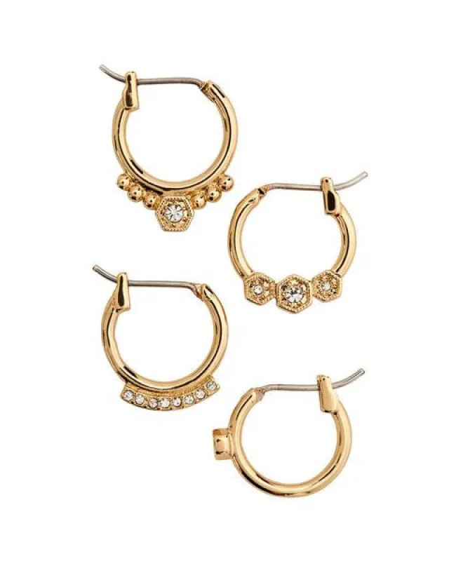 Full Bloom Hoop Earring Set- Gold sold by Luv Aj