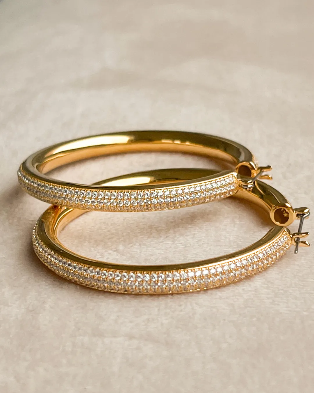 Pave Stripe Amalfi Hoops- Gold sold by Luv Aj product image thumbnail 3
