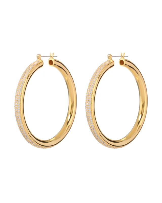Pave Stripe Amalfi Hoops- Gold sold by Luv Aj