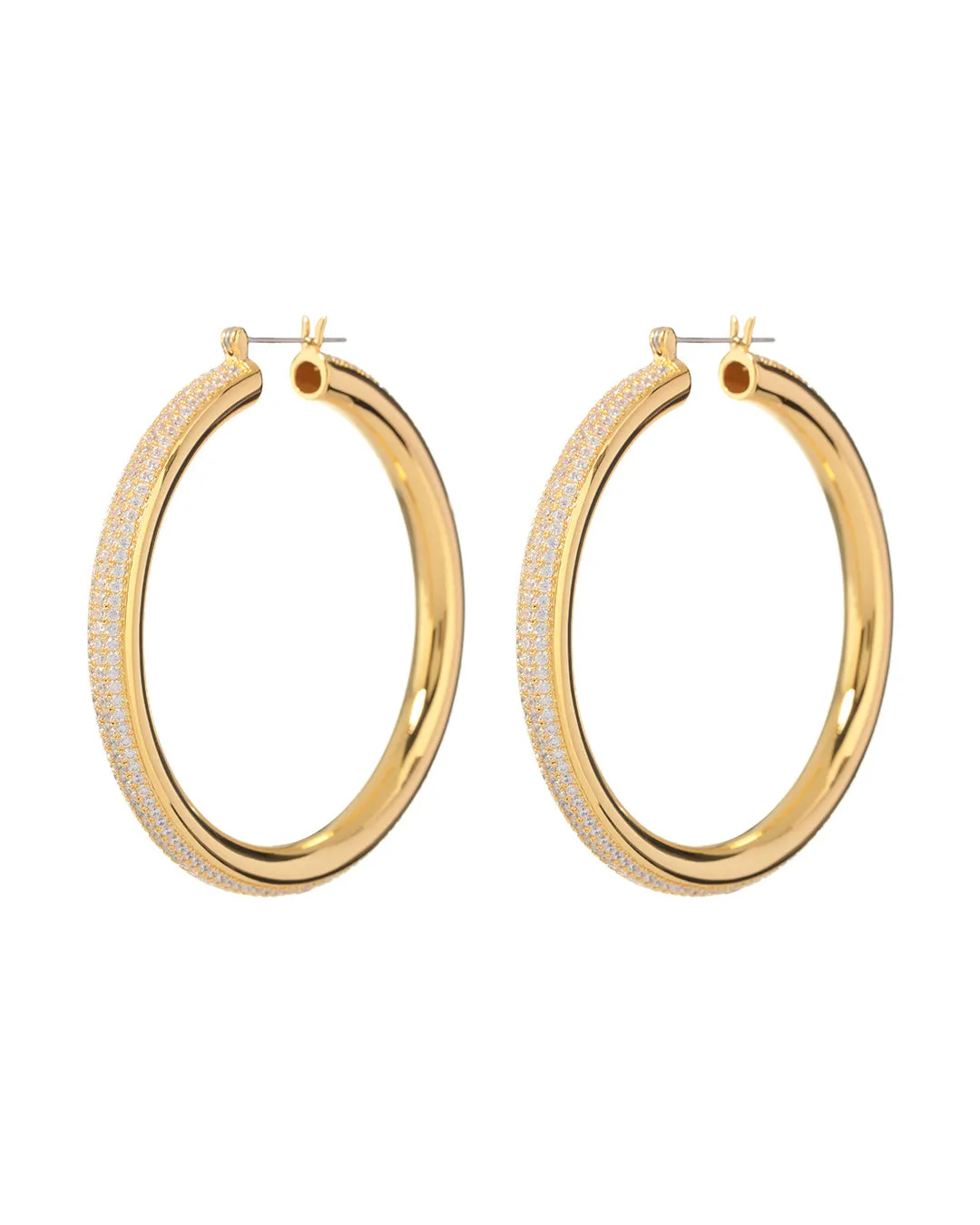 Pave Stripe Amalfi Hoops- Gold sold by Luv Aj