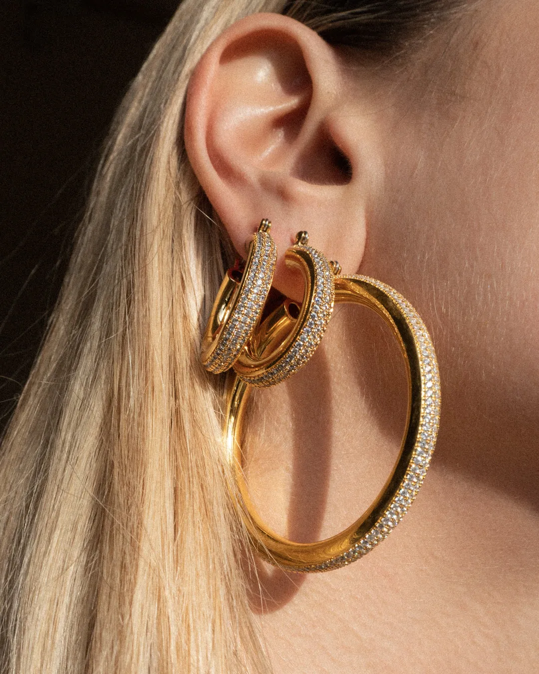 Pave Stripe Amalfi Hoops- Gold sold by Luv Aj product image thumbnail 4
