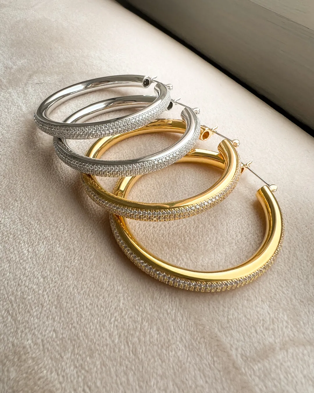 Pave Stripe Amalfi Hoops- Gold sold by Luv Aj product image thumbnail 5