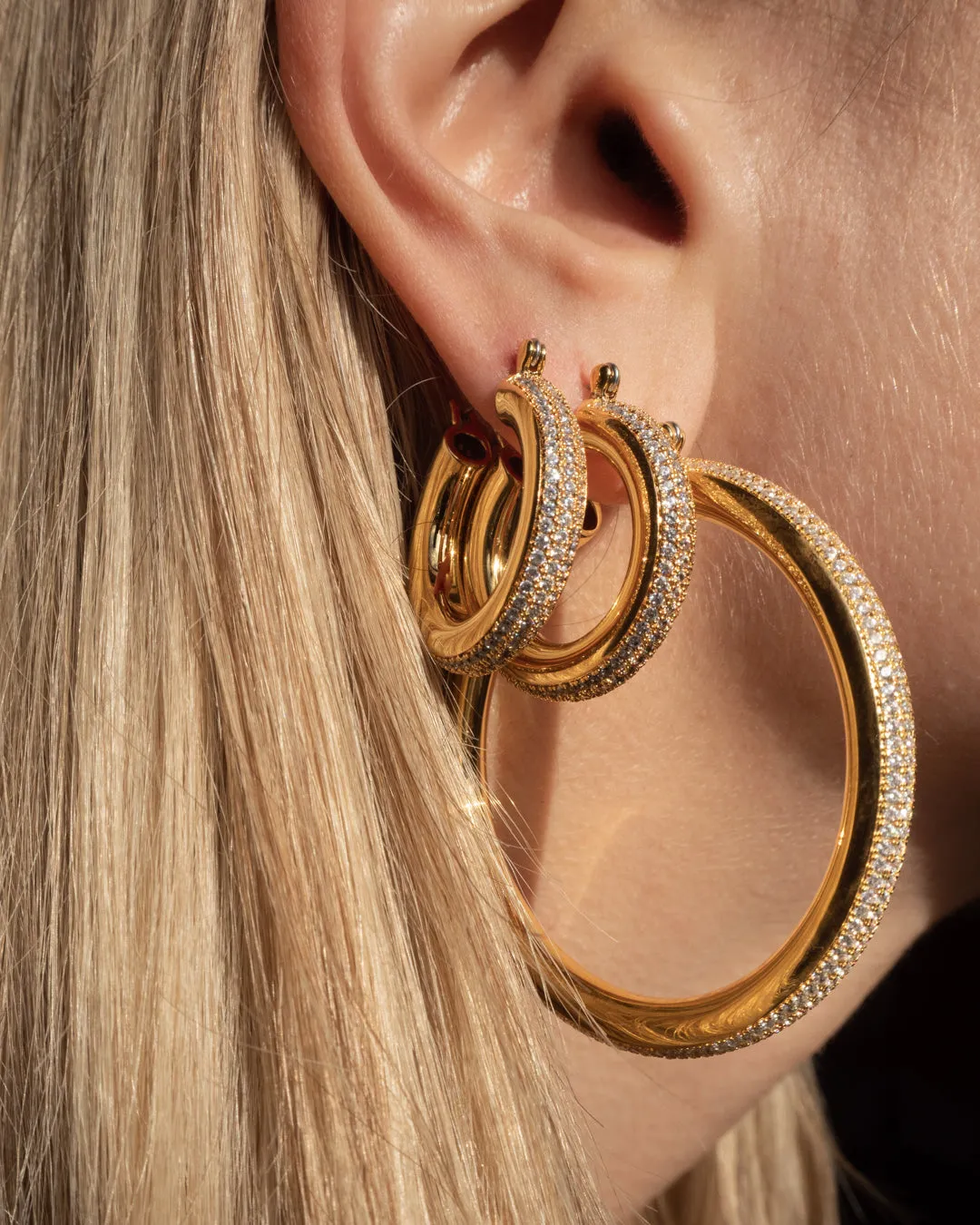 Pave Stripe Amalfi Hoops- Gold sold by Luv Aj product image thumbnail 2