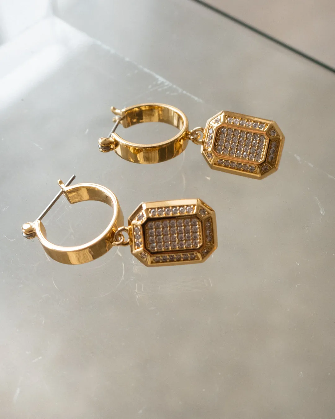 Faceted Diamond Statement Hoops- Gold sold by Luv Aj product image thumbnail 5