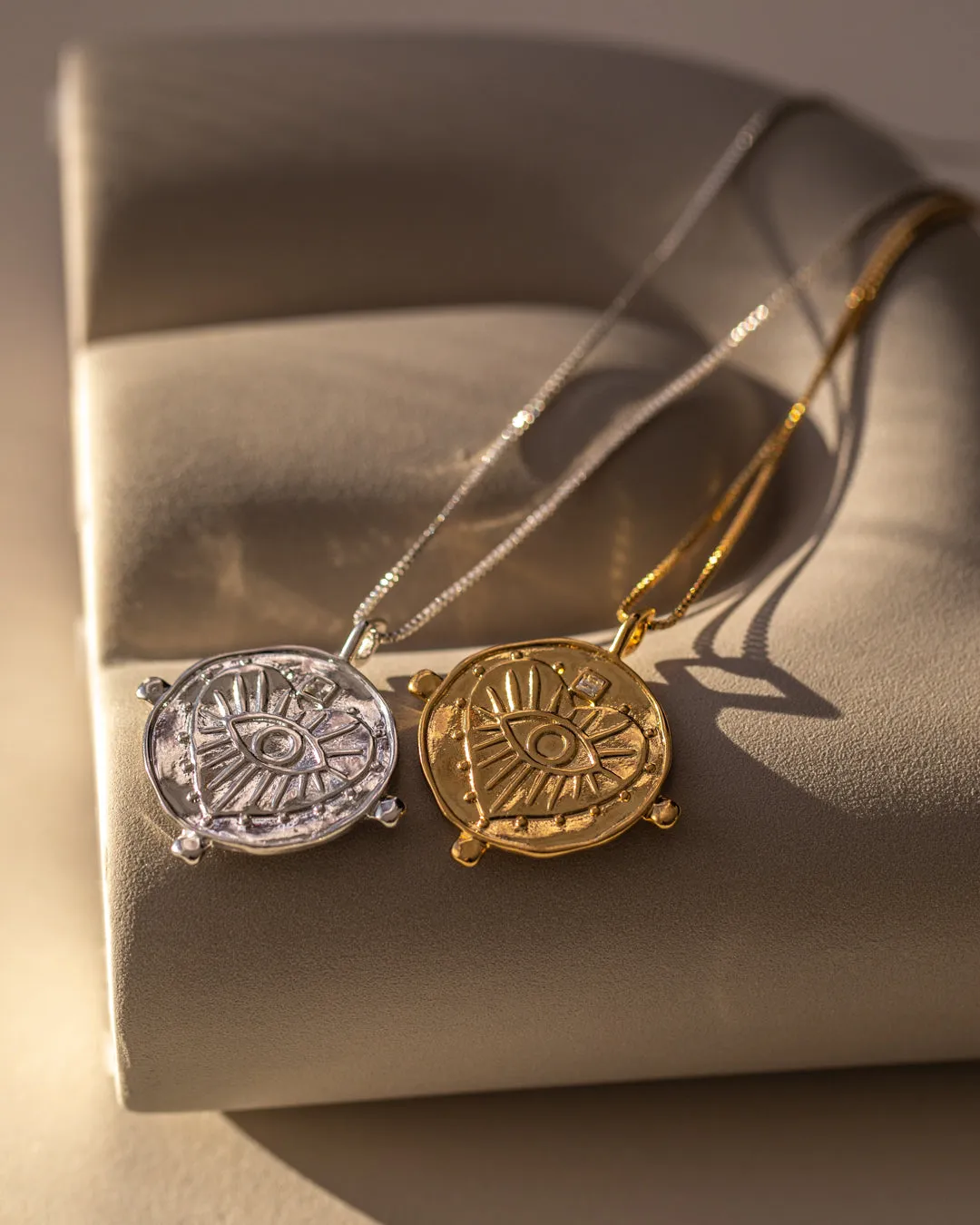 Evil Eye Double Coin Necklace- Gold sold by Luv Aj product image thumbnail 4