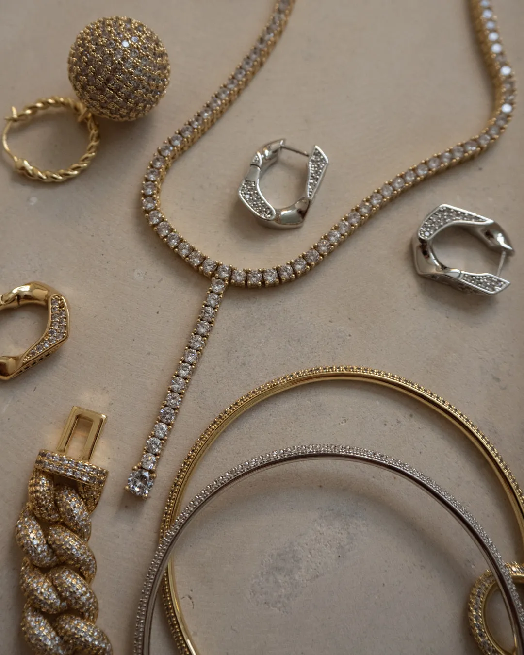 Pave Cuban Link Hoops- Silver sold by Luv Aj product image thumbnail 3