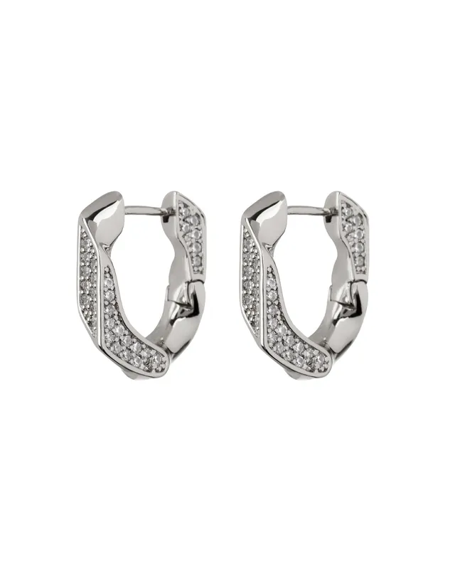 Pave Cuban Link Hoops- Silver made by Luv Aj