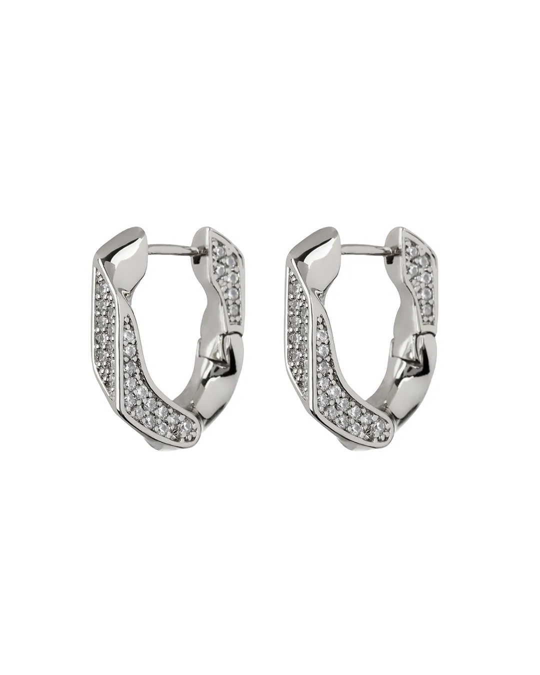 Pave Cuban Link Hoops- Silver sold by Luv Aj
