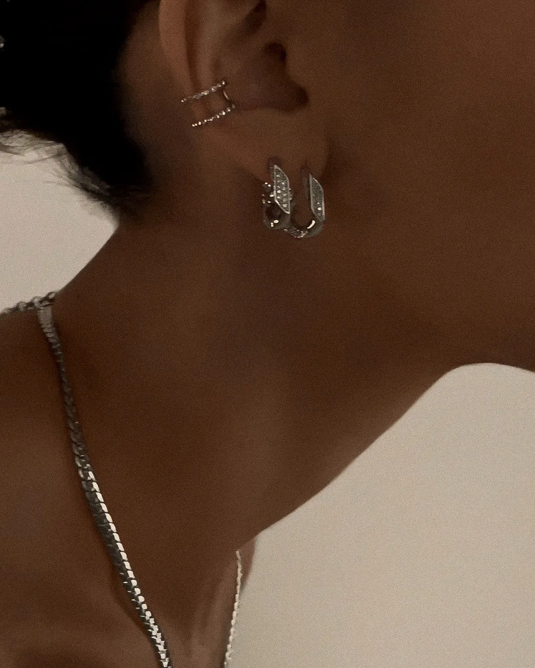 Pave Cuban Link Hoops- Silver sold by Luv Aj product image thumbnail 5