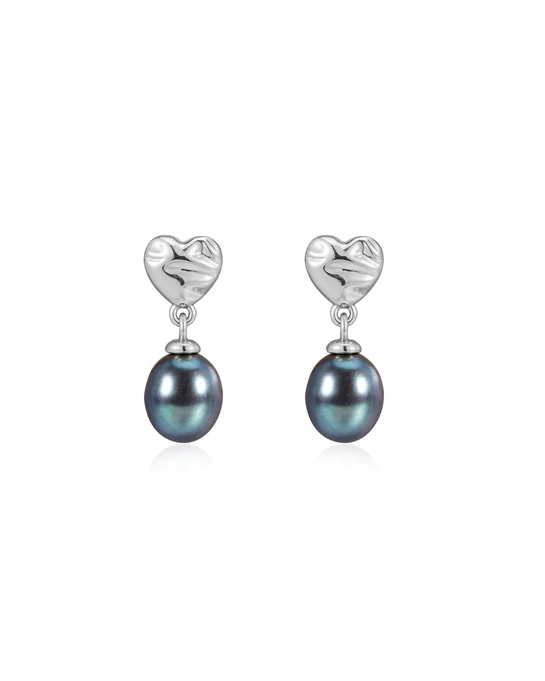 The Hammered Heart Pearl Studs sold by Luv Aj product image thumbnail 2