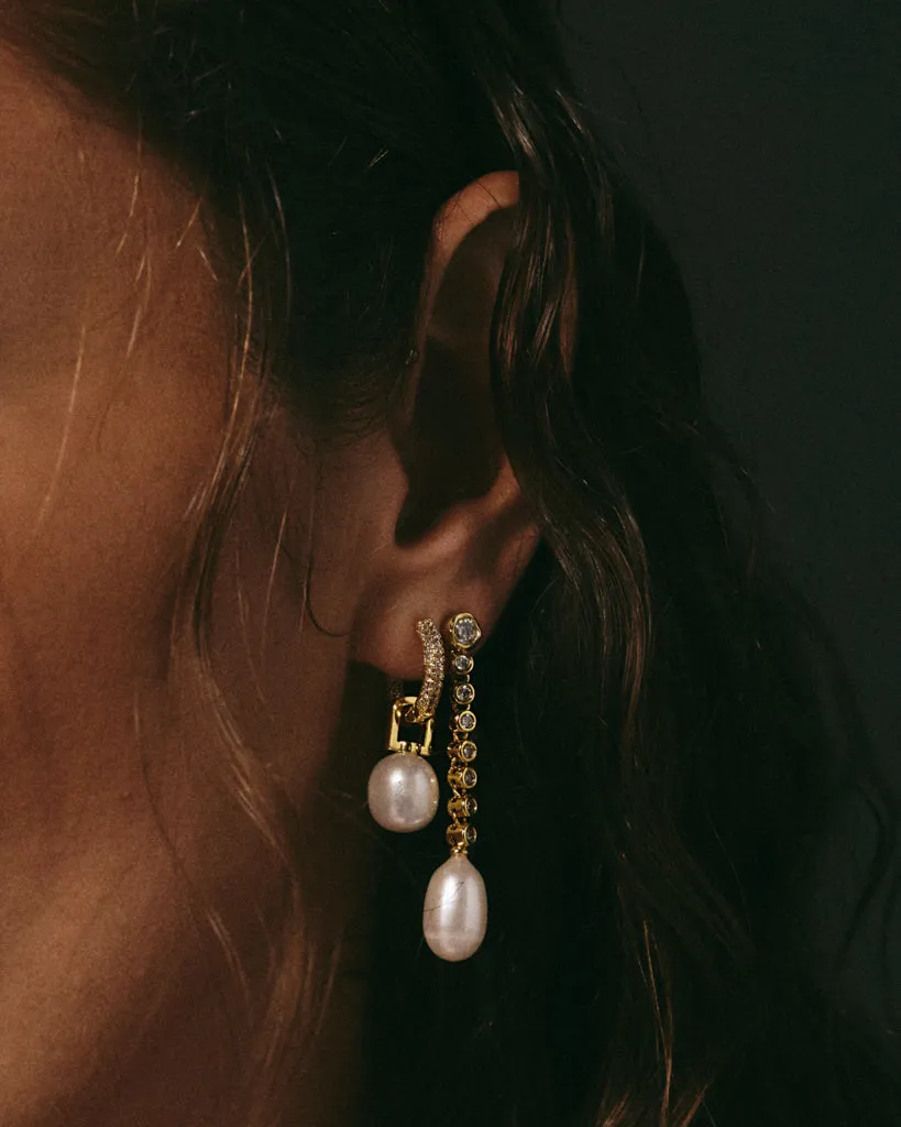 The Pave Pearl Amalfi Huggies sold by Luv Aj product image thumbnail 4