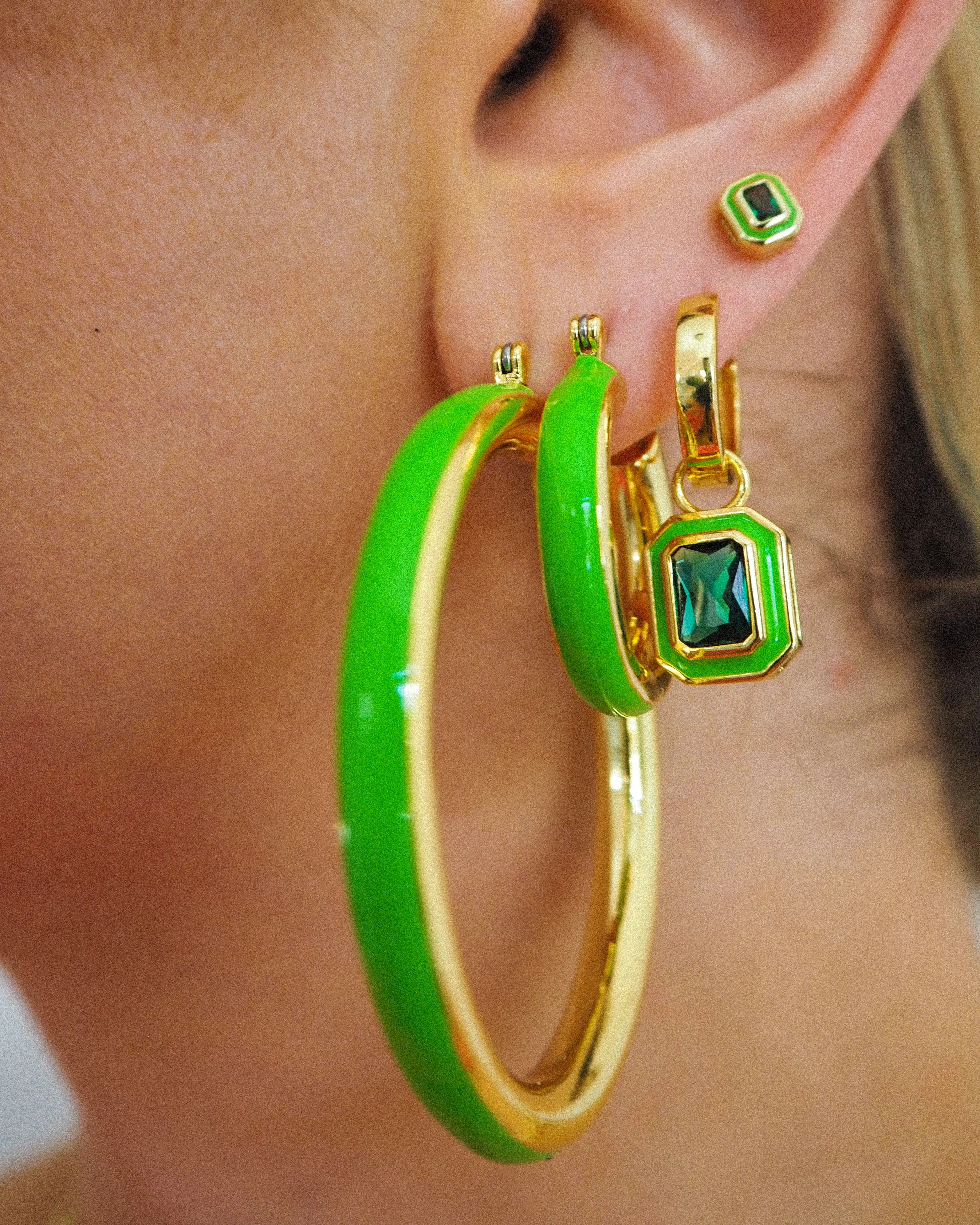 Stripe Amalfi Hoops- Bright Green- Gold sold by Luv Aj product image thumbnail 2