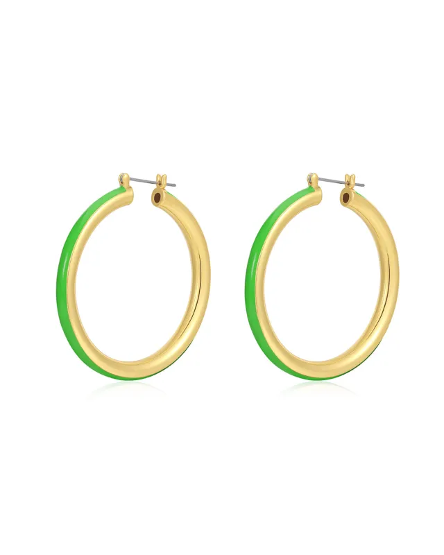 Stripe Amalfi Hoops- Bright Green- Gold sold by Luv Aj