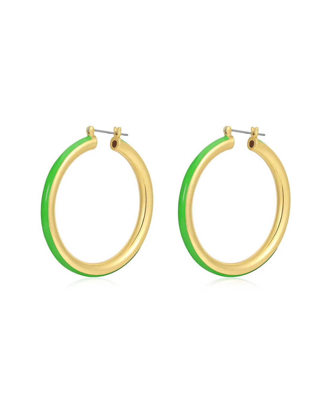 Stripe Amalfi Hoops- Bright Green- Gold sold by Luv Aj