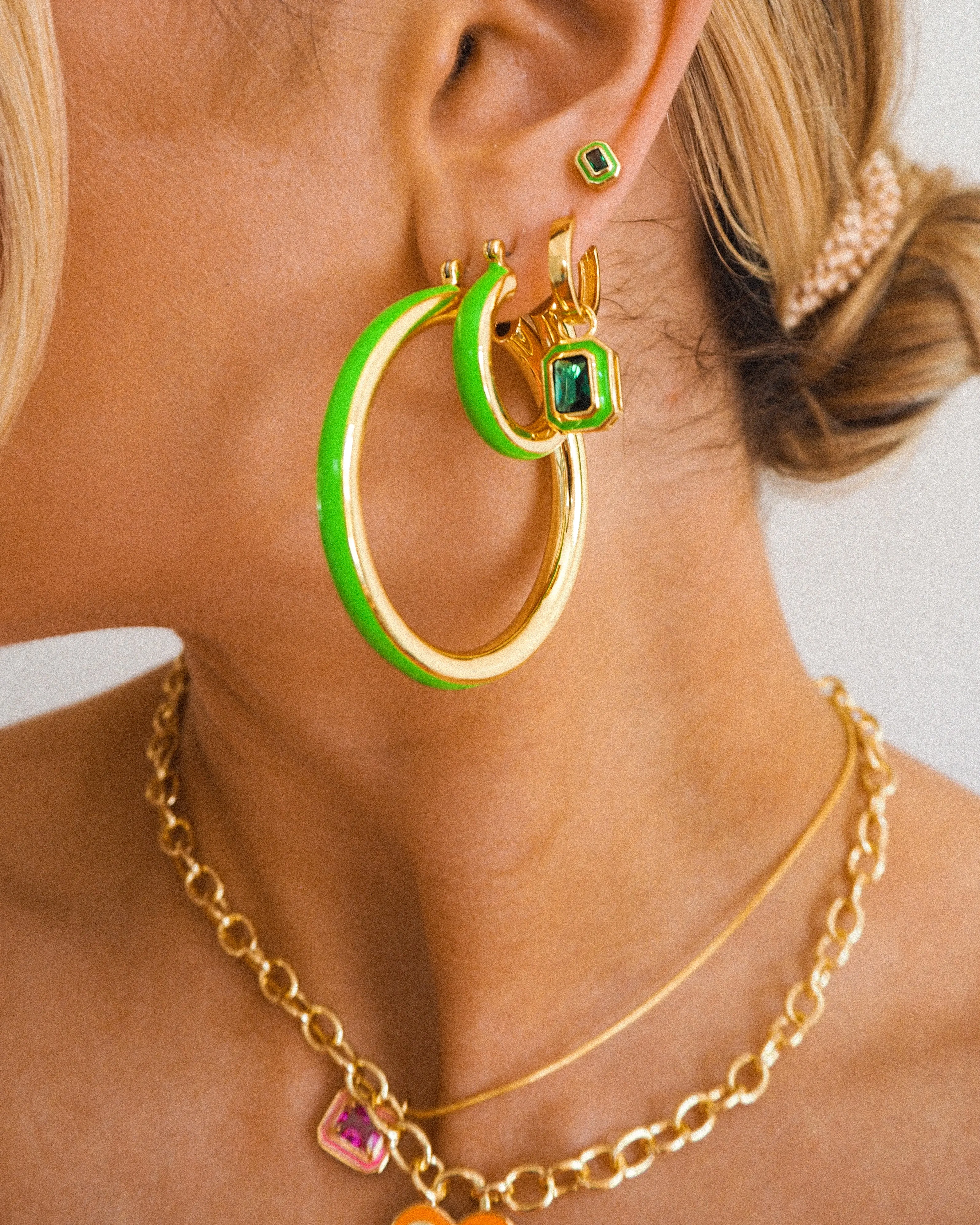 Stripe Amalfi Hoops- Bright Green- Gold sold by Luv Aj product image thumbnail 5