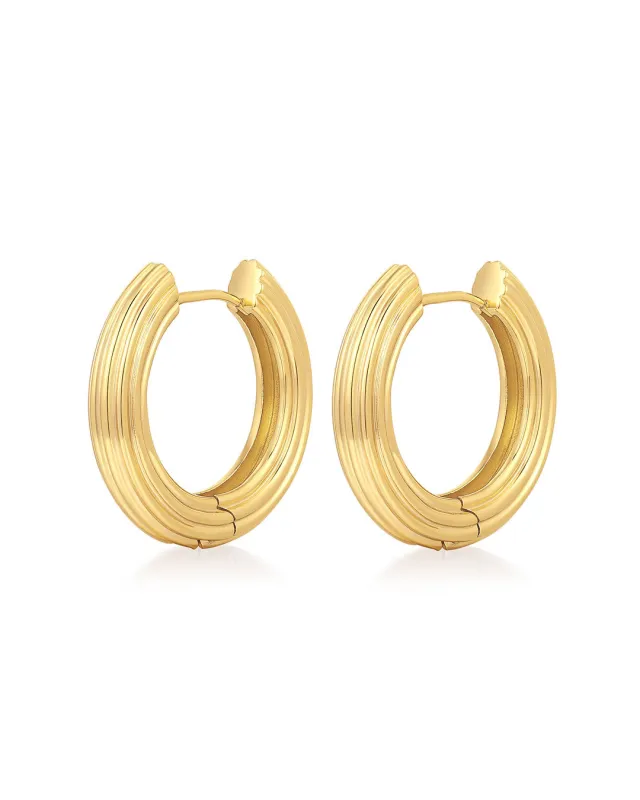 The Ridged Amalfi Hinge Hoops sold by Luv Aj