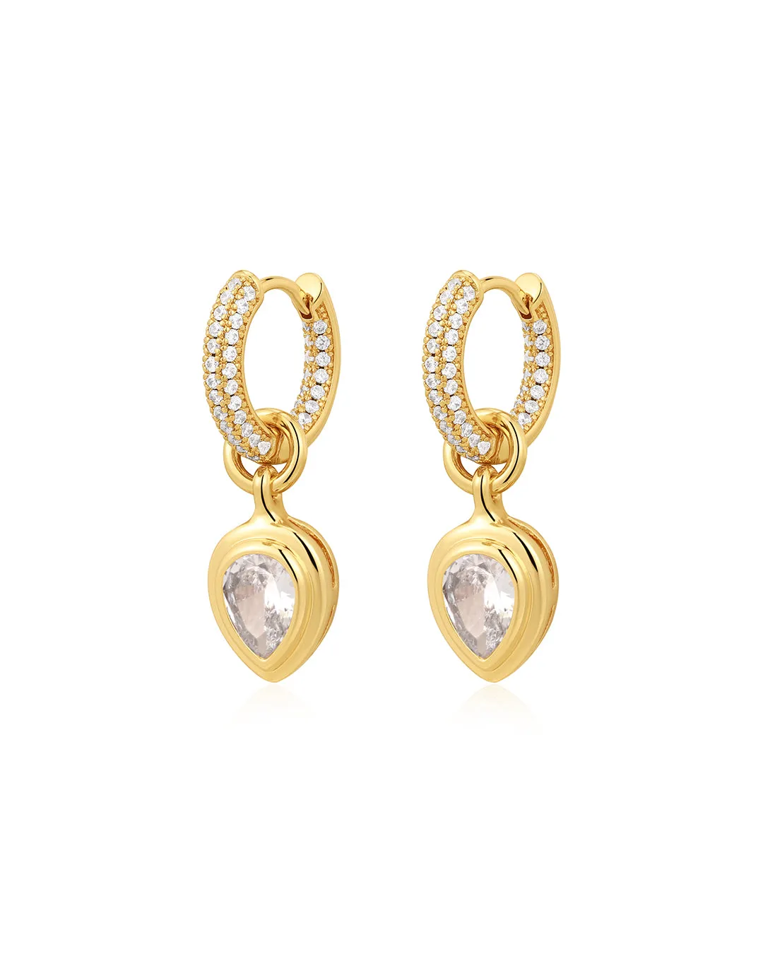 The Pear Double Bezel Charm Huggies sold by Luv Aj
