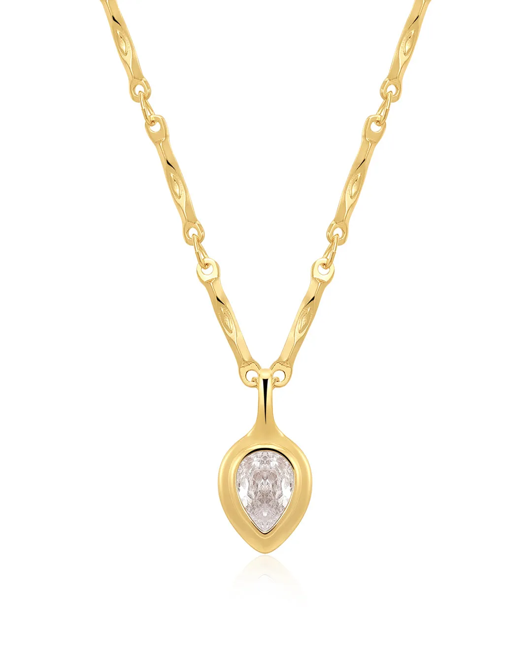 The Pear Double Bezel Charm Necklace sold by Luv Aj