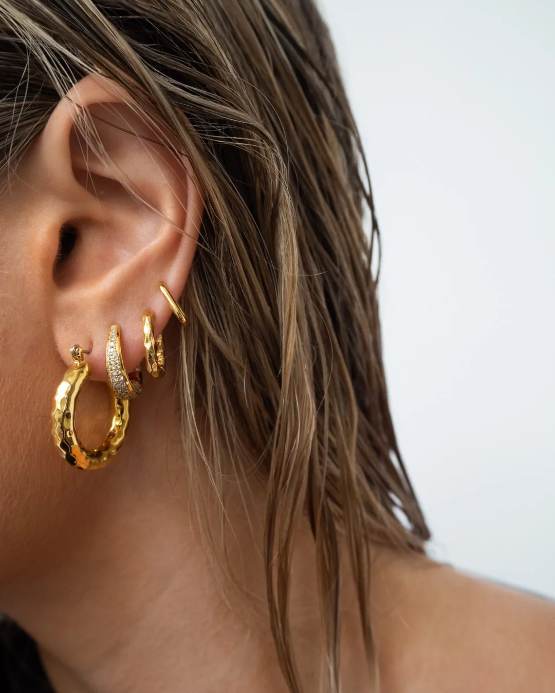 Hammered Chain Link Huggies- Gold sold by Luv Aj product image thumbnail 4