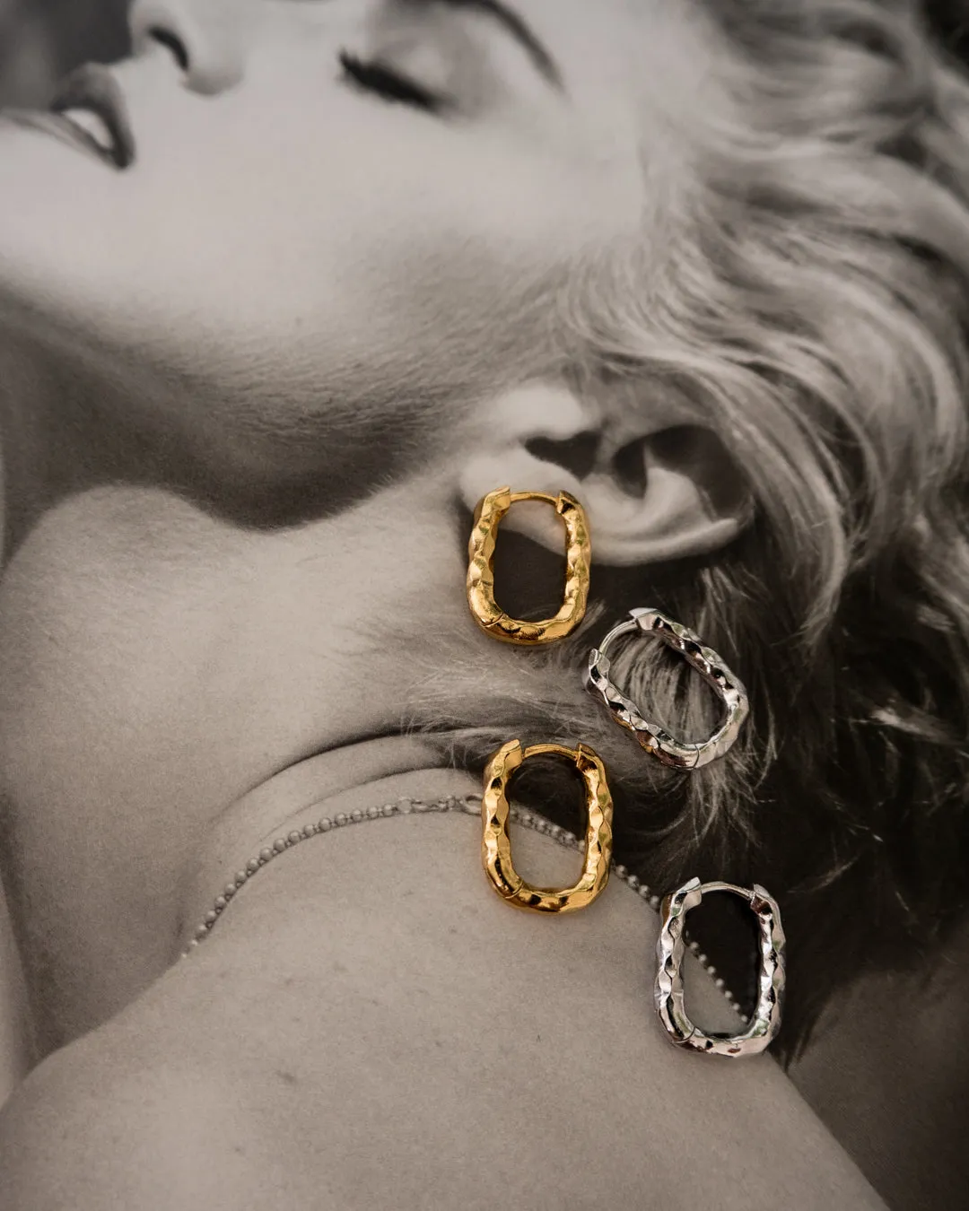 Hammered Chain Link Huggies- Gold sold by Luv Aj product image thumbnail 3