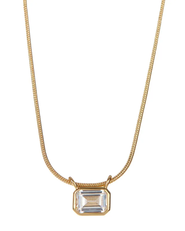 Brigitte Bezel Charm Necklace- Gold made by Luv Aj